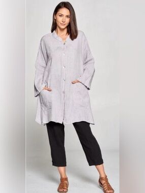 La Fixsun One Size Button Tunic/Jacket 4 Pockets Lagenlook Artsy Boho Resortwear